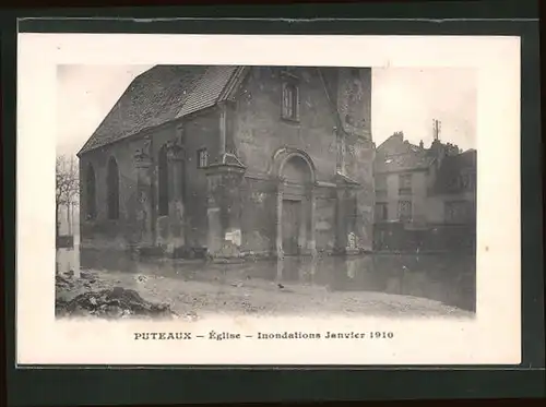 AK Puteaux, l'Église, Inondations 1910