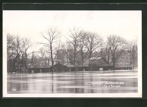 AK Puteaux, l'ile d'Amour, Inondation 1910