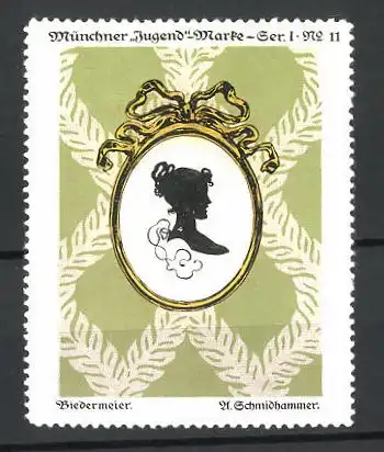 Reklamemarke Münchner Jugend-Marke Serie 1, No. 11, Biedermeier