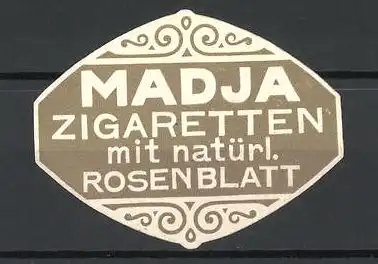 Präge-Reklamemarke Madja Zigaretten mit natürl. Rosenblatt