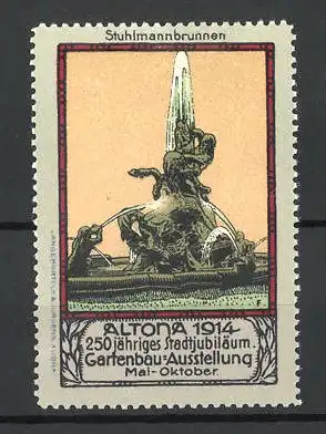 Reklamemarke Altona, Gartenbau-Ausstellung 1914, Stuhlmannbrunnen