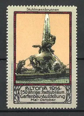 Reklamemarke Altona, Gartenbau-Ausstellung 1914, Stuhlmannbrunnen