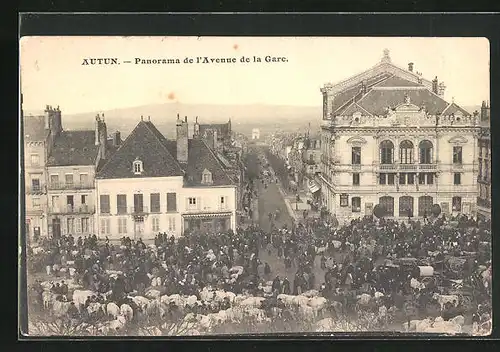 AK Autun, Panorama de l'Avenue de la Gare