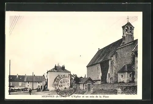 AK Mesvres, l'Eglise et un coin de la Place