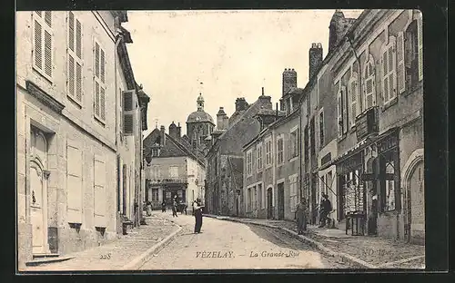 AK Vézelay, la Grande-Rue