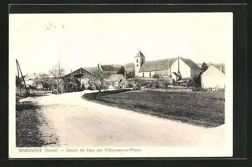 AK Marsangy, Entrée du pays par Villeneuve-sur-Yonne