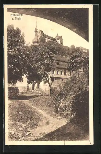 AK Rothenfels am Main, Blick auf die Burg, Sommer