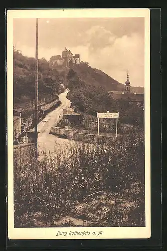 AK Rothenfels am Main, Blick von der Strasse zur Burg