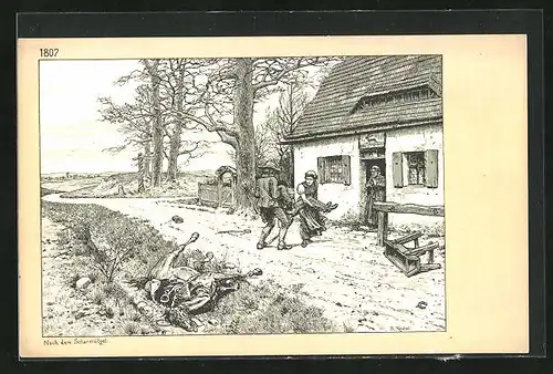 Künstler-AK Richard Knoetel: Die eiserne Zeit vor hundert Jahren, 1806-1813, Nach dem Scharmützel