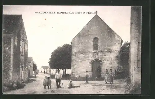 AK Audeville, La Place et l`Église