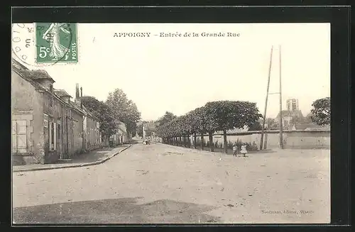 AK Appoigny, Entrée de la Grande Rue