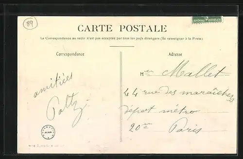 AK Appoigny, Entrée de la Grande Rue