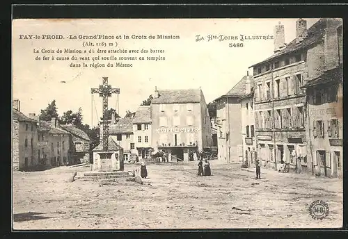 AK Fay-le-Froid, La Grand`Place et la Croix de Mission