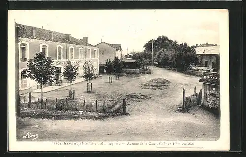 AK Arvant, Avenue de la Gare, Cafe et Hotel du Midi