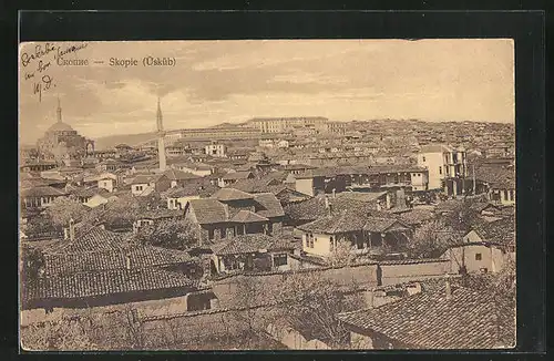 AK Skopje / Ueskueb, Blick über die Dächer der Stadt