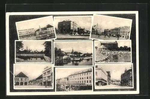 AK Nimburg / Nymburk, Ortschaft aus verschiedenen Perspektiven