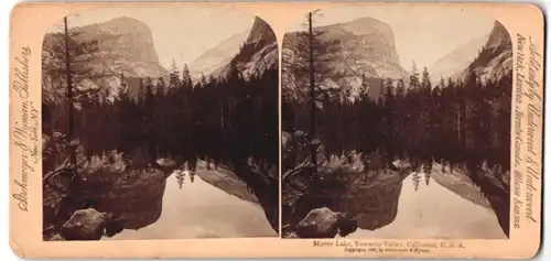 Stereo-Fotografie Strohmeyer & Wyman, New York, Ansicht Yosemite, CA, Mirror Lake, Yosemite Valley