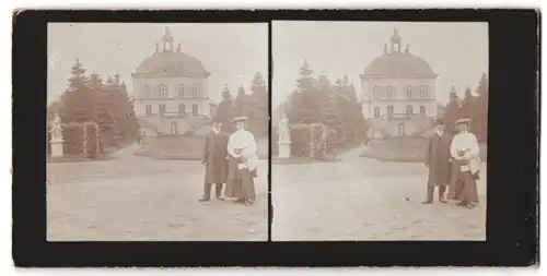 Stereo-Fotografie unbekannter Fotograf, Ansicht Moritzburg, Blick auf Jagdschloss Moritzburg