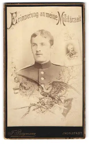 Fotografie F. Bergmann, Ingolstadt, Theresienstr. 329, bayrischer Soldat in Uniform mit Reichsadler, Portrait Ludwig III
