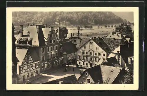 AK Wehlen / Sächs. Schweiz, Blick auf den Ort vom Schlossberg aus gesehen