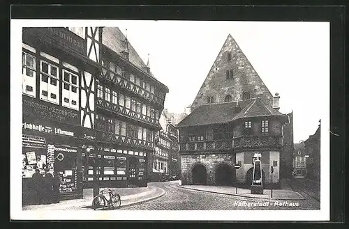 AK Halberstadt, Fischmarkt mit Rathaus