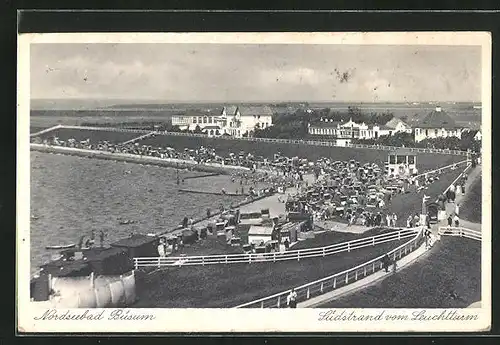 AK Büsum, Südstrand vom Leuchtturm aus gesehen