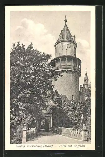 AK Wiesenburg i. d. M., Schloss mit Auffahrt zum Turm