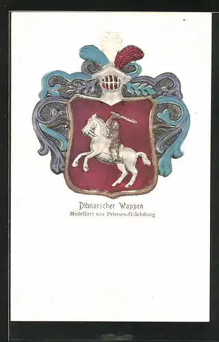 AK Heide i. Holst., Dittmarscher Wappen von Petersen-Glücksburg