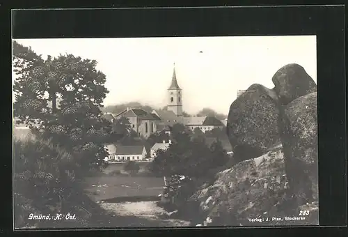 AK Gmünd, Wasserpartie mit Blick auf den Kirchturm