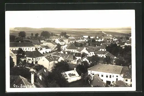 AK Gross-Siegharts, Ortsansicht mit Wohnhäusern und Feldern im Hintergrund