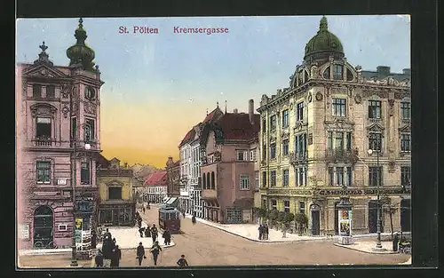 AK St. Pölten, Strassenbahn auf der Kremsergasse