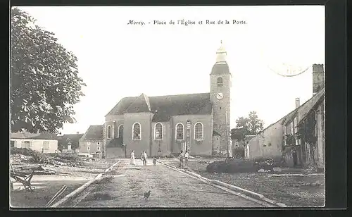 AK Morey, Place de l`Eglise et Rue de la Poste