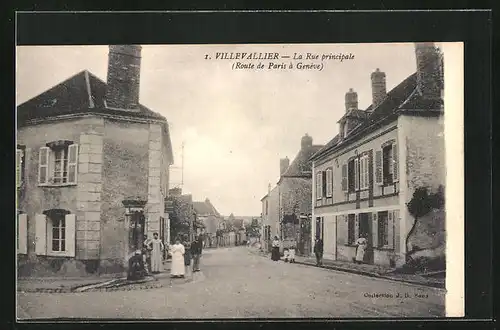 AK Villevallier, La Rue principale, Route de Paris à Genève