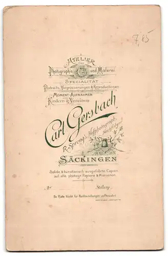Fotografie C. Gersbach, Säckingen, Eheleute in festlicher Sonntagskleidung