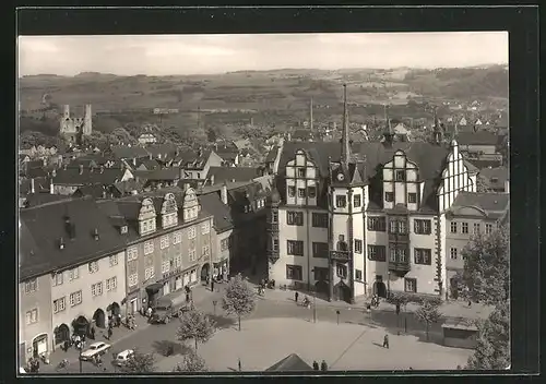 AK Saalfeld / Saale, HO-Hotel Goldener Anker und Rathaus