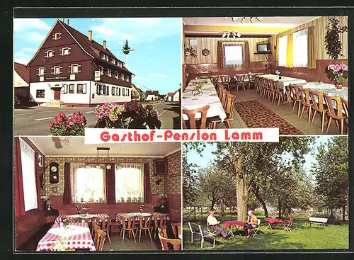 AK Oberkollbach, Gasthaus-Pension zum Lamm, Innenansicht, Garten