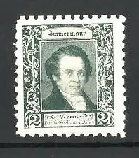 Reklamemarke Romanautor Karl Immermann im Portrait, Verein Deutsches Haus in Wien