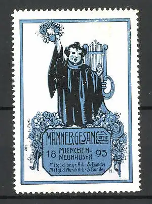 Reklamemarke Männergesangs-Verein München-Neuhausen 1895, Münchner Kindl mit Blumenkranz