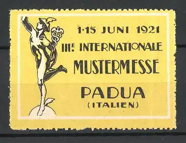 Reklamemarke Padua, III. Internationale Mustermesse 1921, Hermes