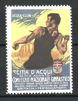 Reklamemarke Citta d'Acqui, Convegno Nazionale Gimnastico, Acqui-Club, Speerwerfer