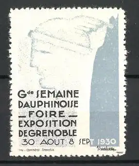 Künstler-Reklamemarke Grenoble, Grande Semaine Dauphinoise Foire Exposition 1930, Hermes