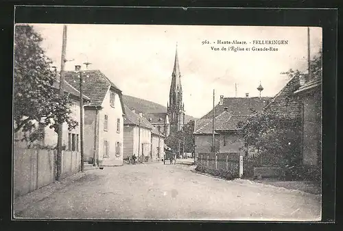 AK Felleringen, Vue de l`Église et Grande-Rue