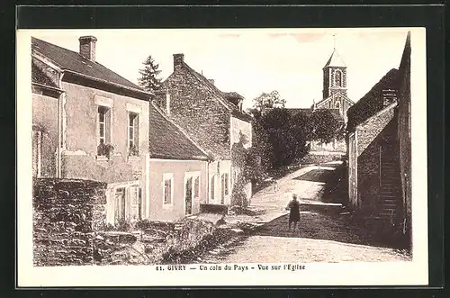 AK Givry, Un coin du Pays, Vue sur l`Eglise