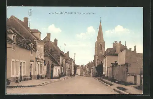 AK Sauvigny-le-Bois, La Rue principale