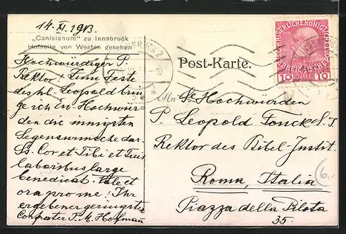 AK Innsbruck, Canisianum, Hofseite von Westen gesehen