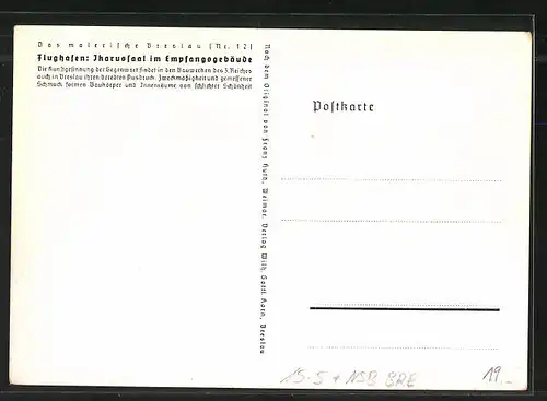 Künstler-AK Breslau, Flughafen, Ikarussaal im Empfangsgebäude