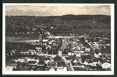 AK Braunau am Inn, Ortsansicht aus der Vogelschau