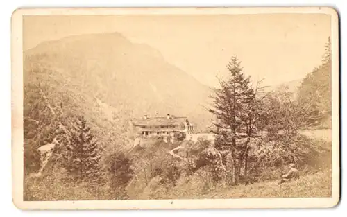 Fotografie F. Grainer, Reichenhall, Ansicht Mauthäusl, Waldpartie mit Wirtschaft