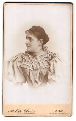 Fotografie A. Reiss, Wien, Neubaugasse 53, Portrait junge Dame im hübschen Kleid