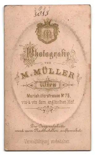 Fotografie M. Müller, Wien, Mariahilferstrasse Nr. 76, Junge Dame mit geflochtenem Haar